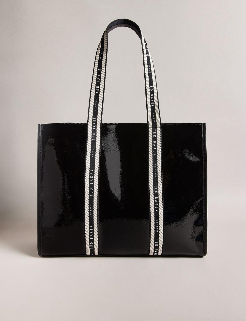 Women Ted Baker CELINIE - Branded Webbing Faux Leather Tote Bags Black | KSA  3918-EUVQG
