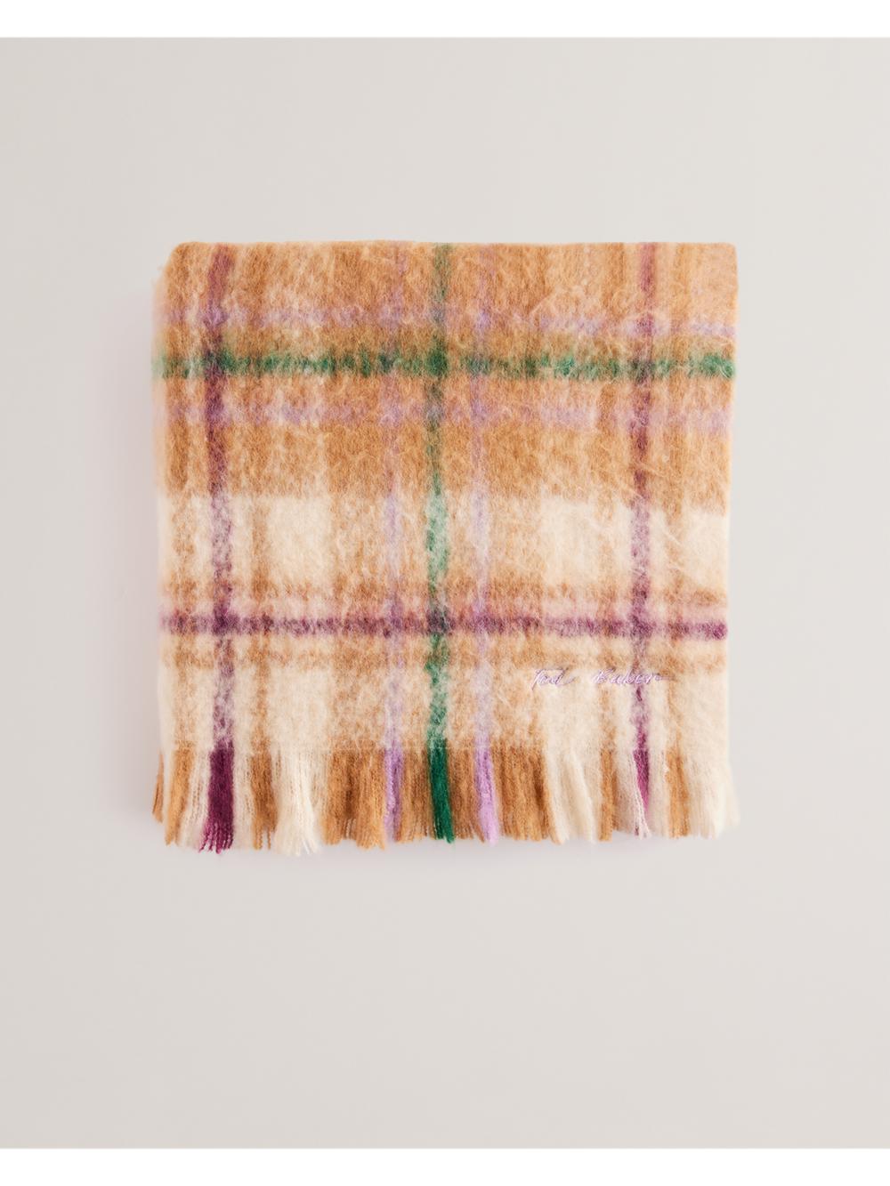 Women Ted Baker CHELLIS - Checked Fringed Edge Woven Scarves Multicol | KSA  2376-KENYR