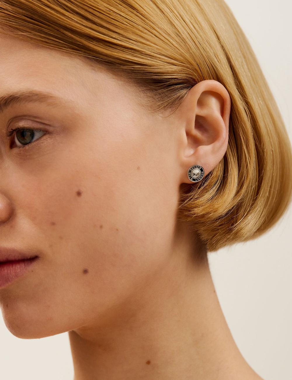 Women Ted Baker CHERELLE - Branded Crystal Button Stud Earrings Silver | KSA  1920-IHMDJ