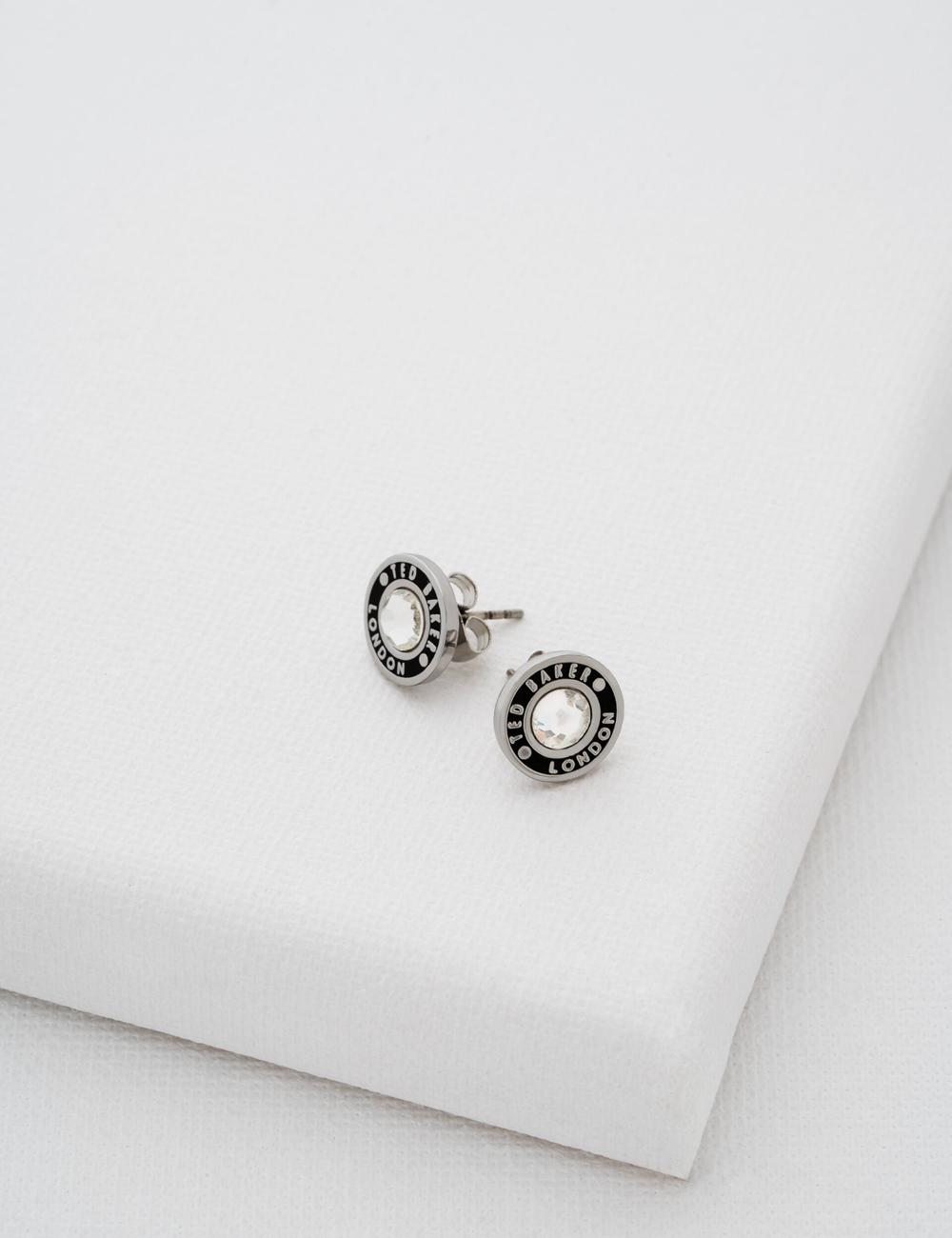 Women Ted Baker CHERELLE - Branded Crystal Button Stud Earrings Silver | KSA  1920-IHMDJ