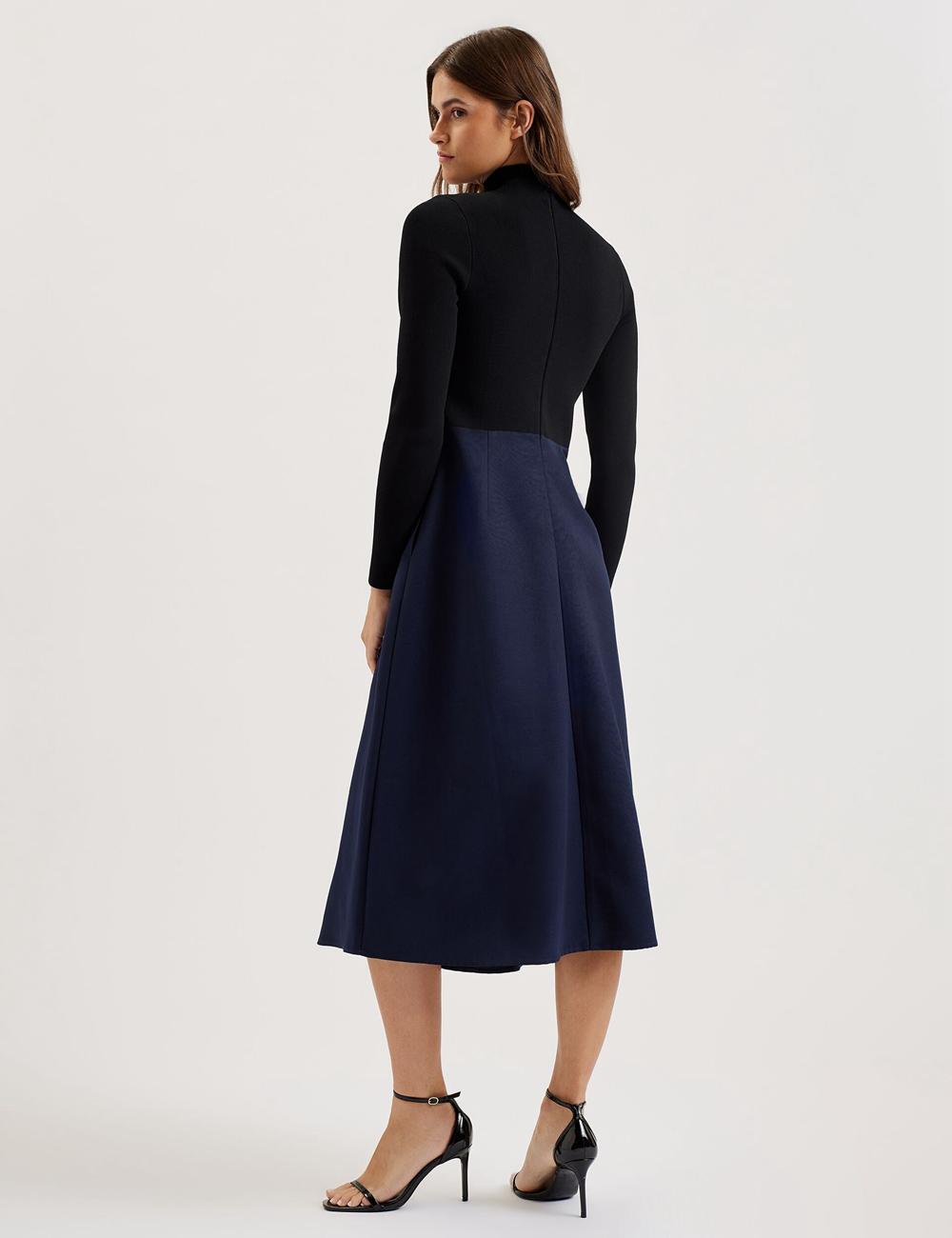 Women Ted Baker CHIRA - Knit Bodice With Wrap Skirt Midi Dresses Black | KSA  4937-XDYVZ
