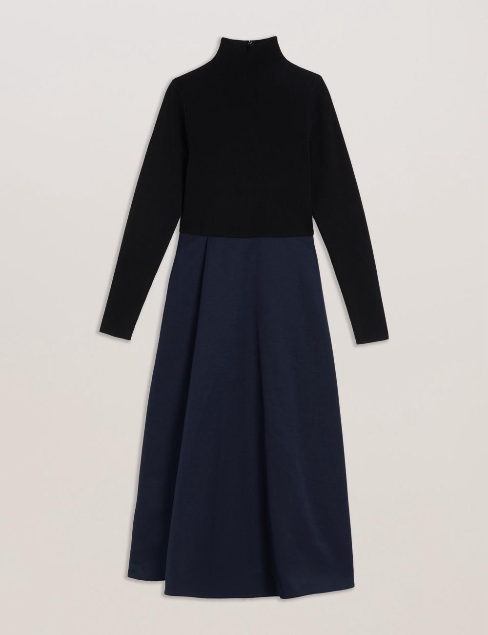Women Ted Baker CHIRA - Knit Bodice With Wrap Skirt Midi Dresses Black | KSA  4937-XDYVZ