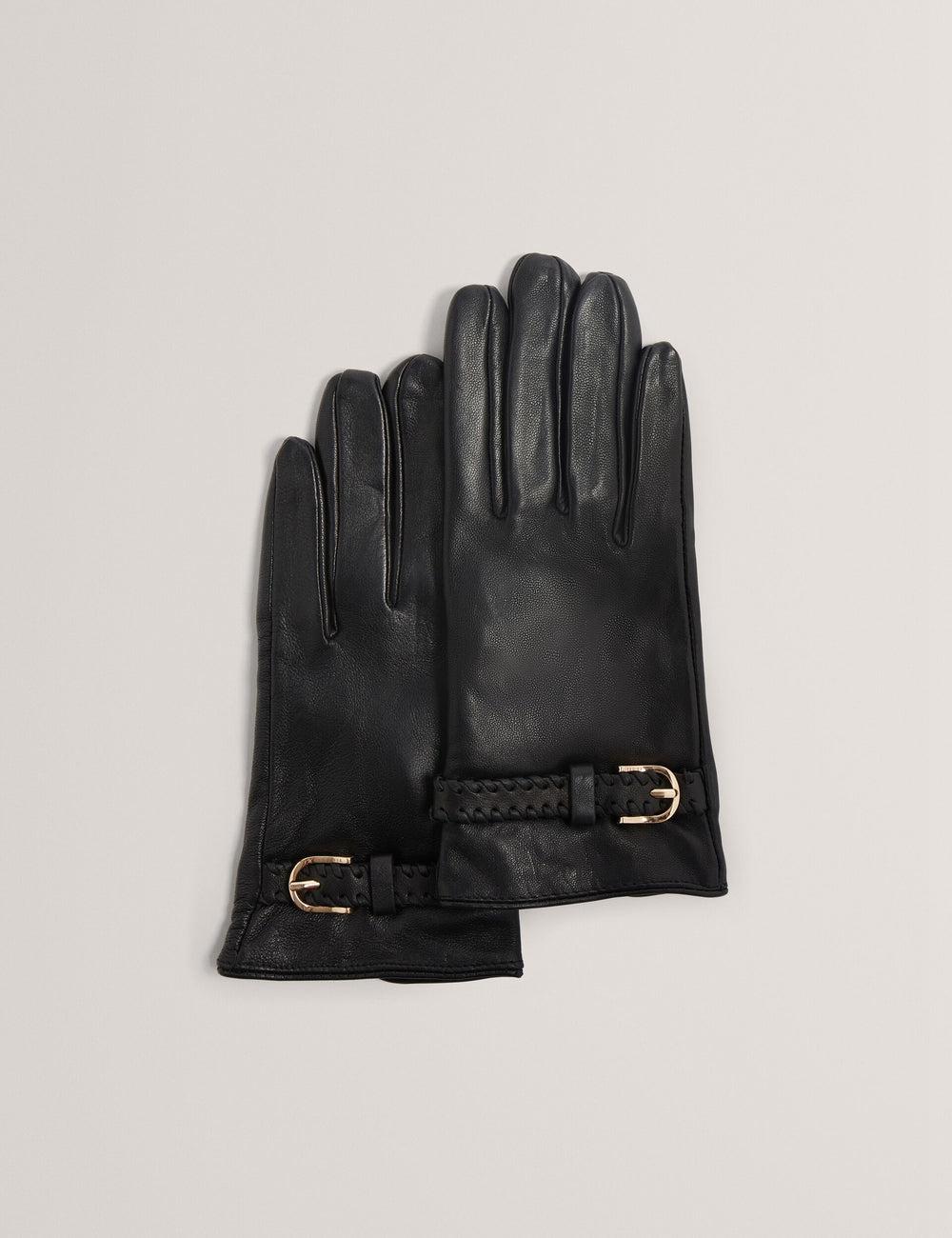 Women Ted Baker CLAIREL - Buckle Cuff Leather Gloves Black | KSA  2459-OKRTW