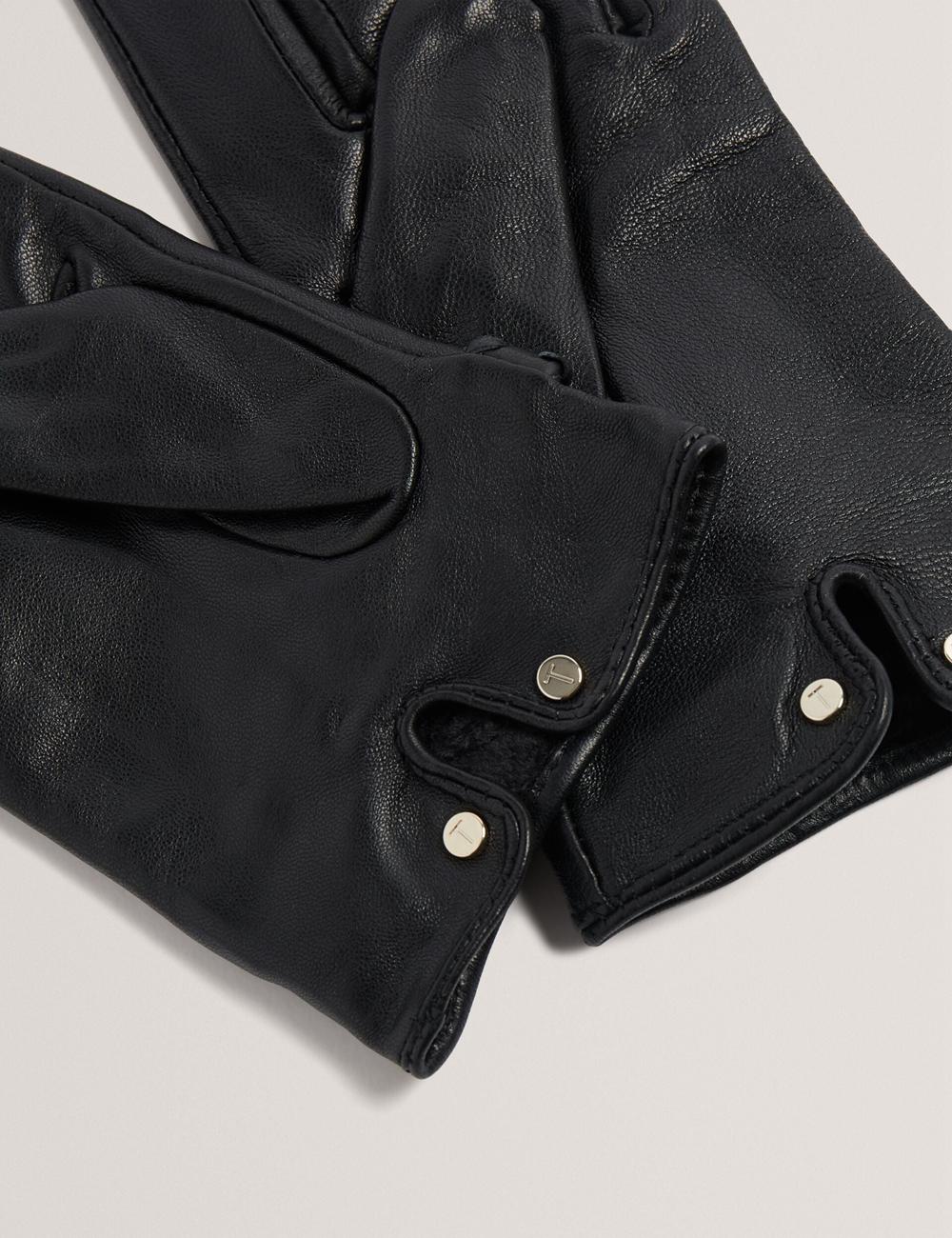 Women Ted Baker CLAIREL - Buckle Cuff Leather Gloves Black | KSA  2459-OKRTW