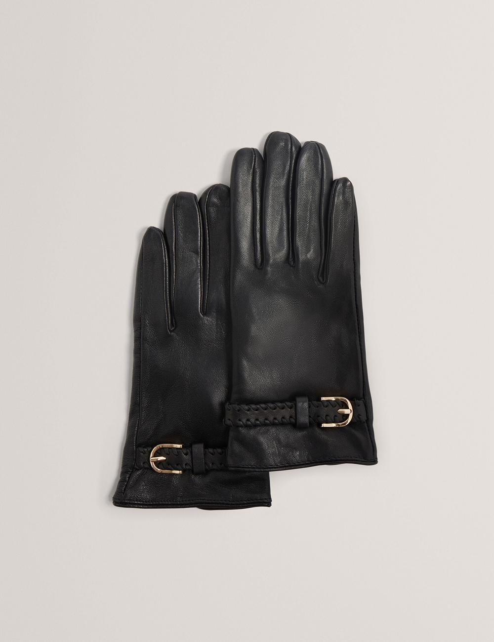 Women Ted Baker CLAIREL - Buckle Cuff Leather Gloves Black | KSA  2459-OKRTW