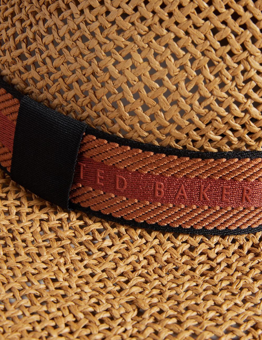 Women Ted Baker CLAIRIE - Straw Webbing Trim Fedora Hats Ecru | KSA  2657-ZSPOX