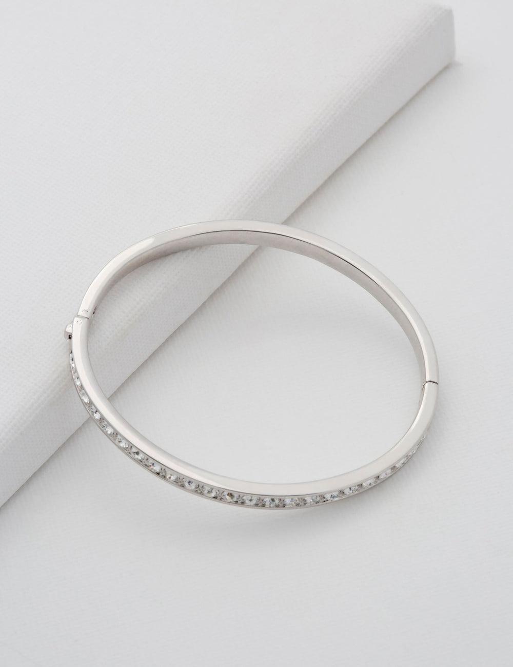 Women Ted Baker CLEMARA - Crystal Hinge Bangle Bracelets Silver | KSA  1283-TIGER