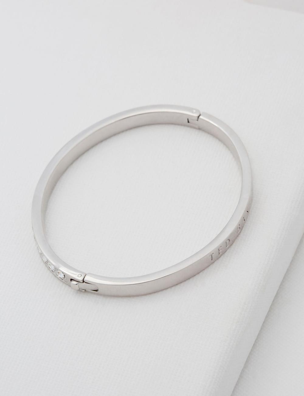 Women Ted Baker CLEMARA - Crystal Hinge Bangle Bracelets Silver | KSA  1283-TIGER