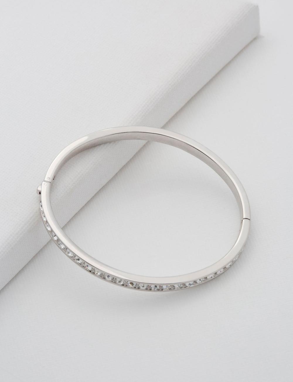 Women Ted Baker CLEMARA - Crystal Hinge Bangle Bracelets Silver | KSA  1283-TIGER