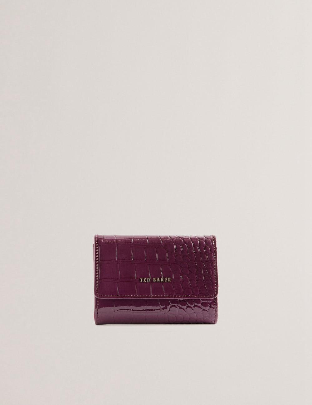 Women Ted Baker CONILYA - Croc Texture Fold Over Coin Purses Maroon | KSA  4623-XCZVT