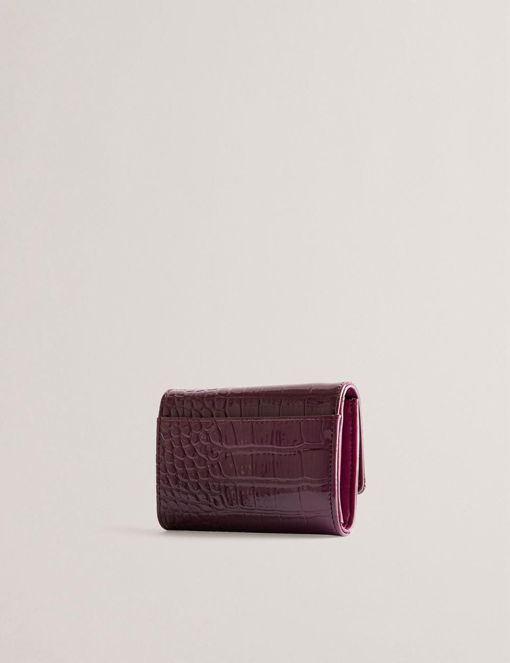 Women Ted Baker CONILYA - Croc Texture Fold Over Coin Purses Maroon | KSA  4623-XCZVT