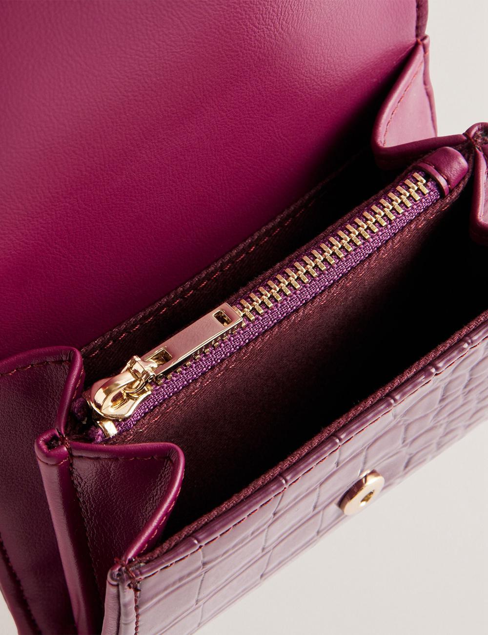 Women Ted Baker CONILYA - Croc Texture Fold Over Coin Purses Maroon | KSA  4623-XCZVT