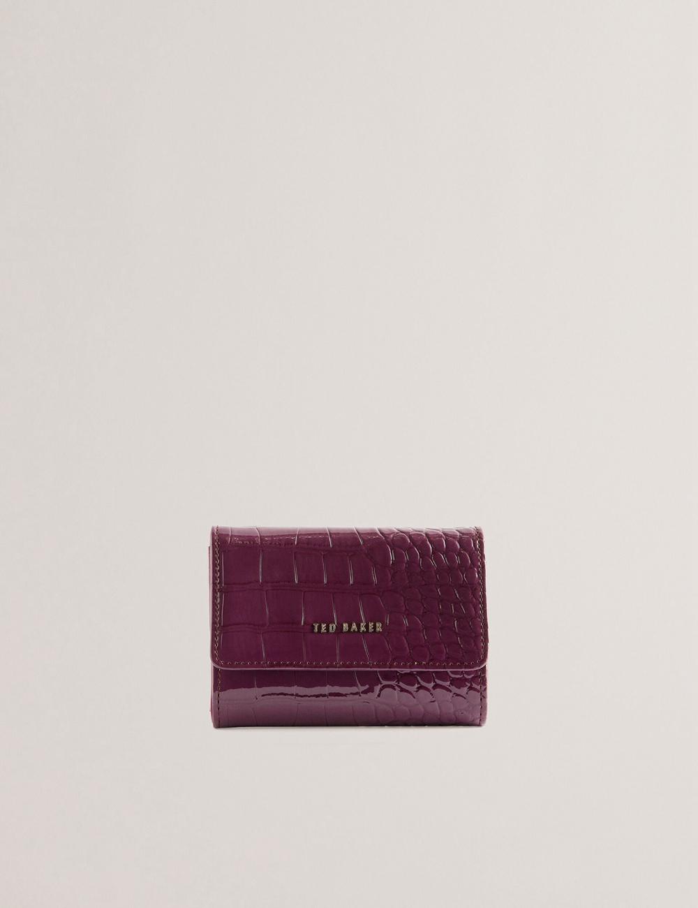 Women Ted Baker CONILYA - Croc Texture Fold Over Coin Purses Maroon | KSA  4623-XCZVT