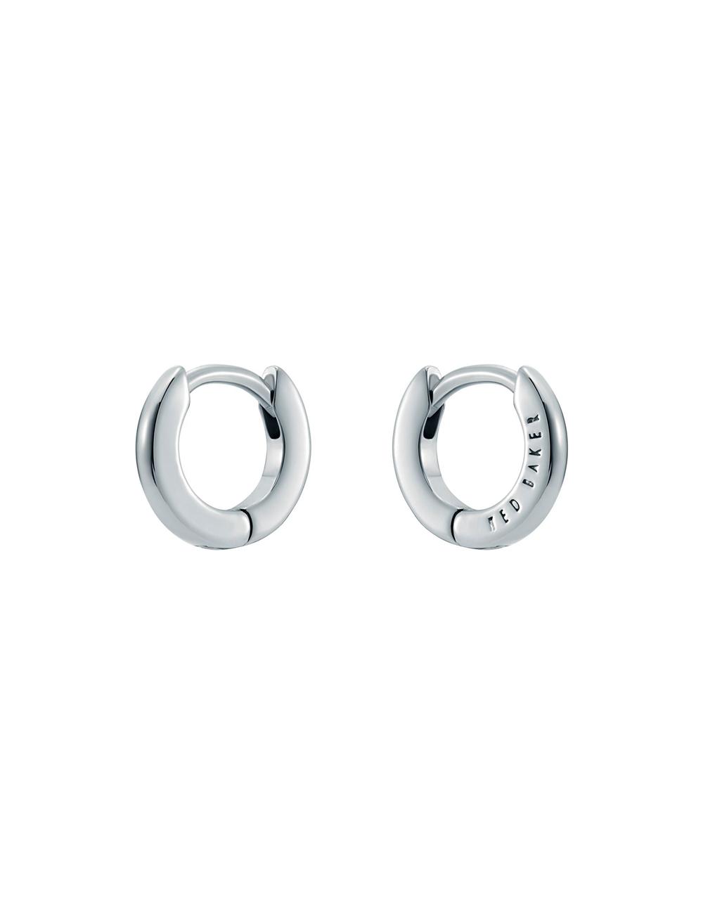 Women Ted Baker CRISETE - Engraved Logo Huggie Hoop Earrings Silver | KSA  5138-IYAKP