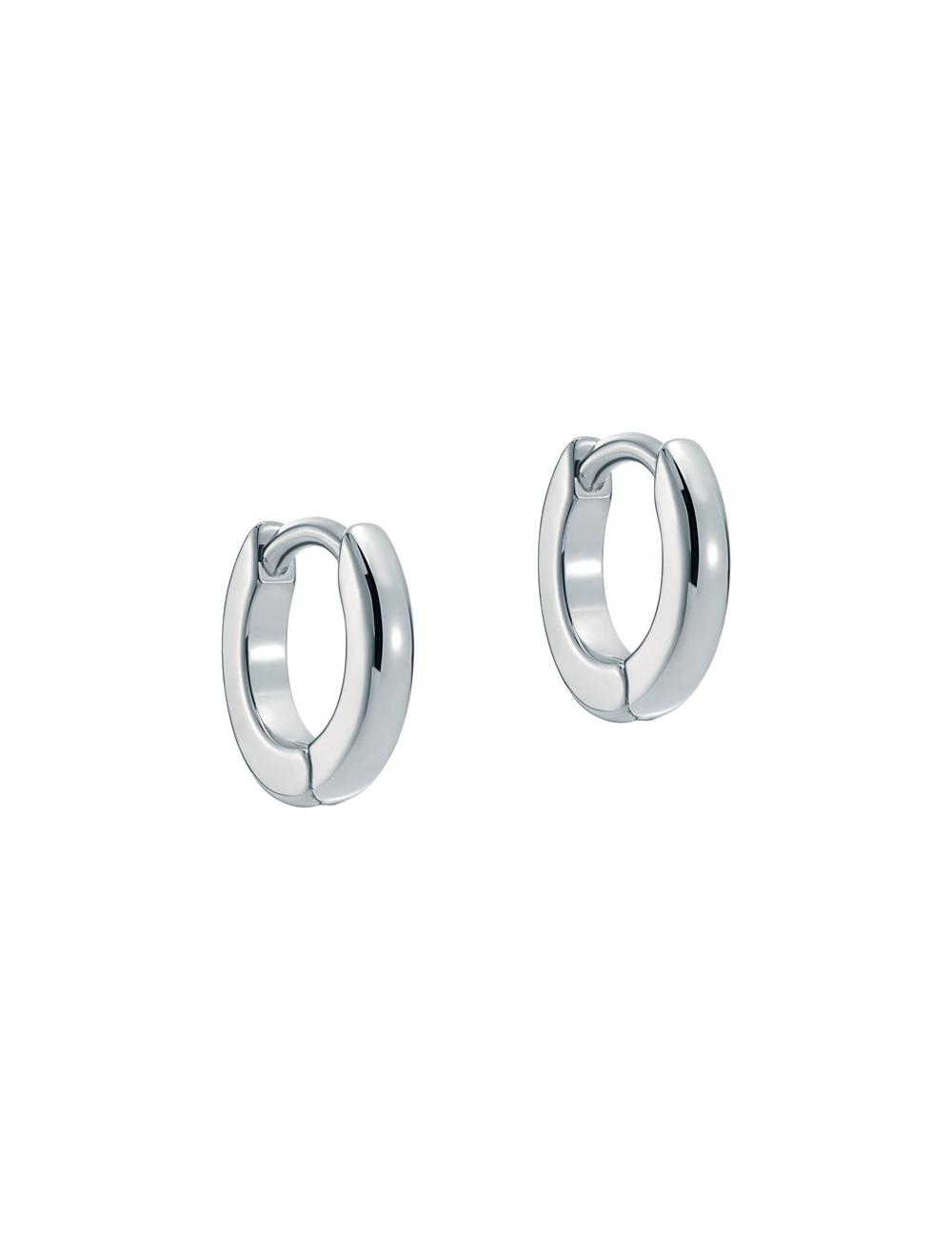 Women Ted Baker CRISETE - Engraved Logo Huggie Hoop Earrings Silver | KSA  5138-IYAKP