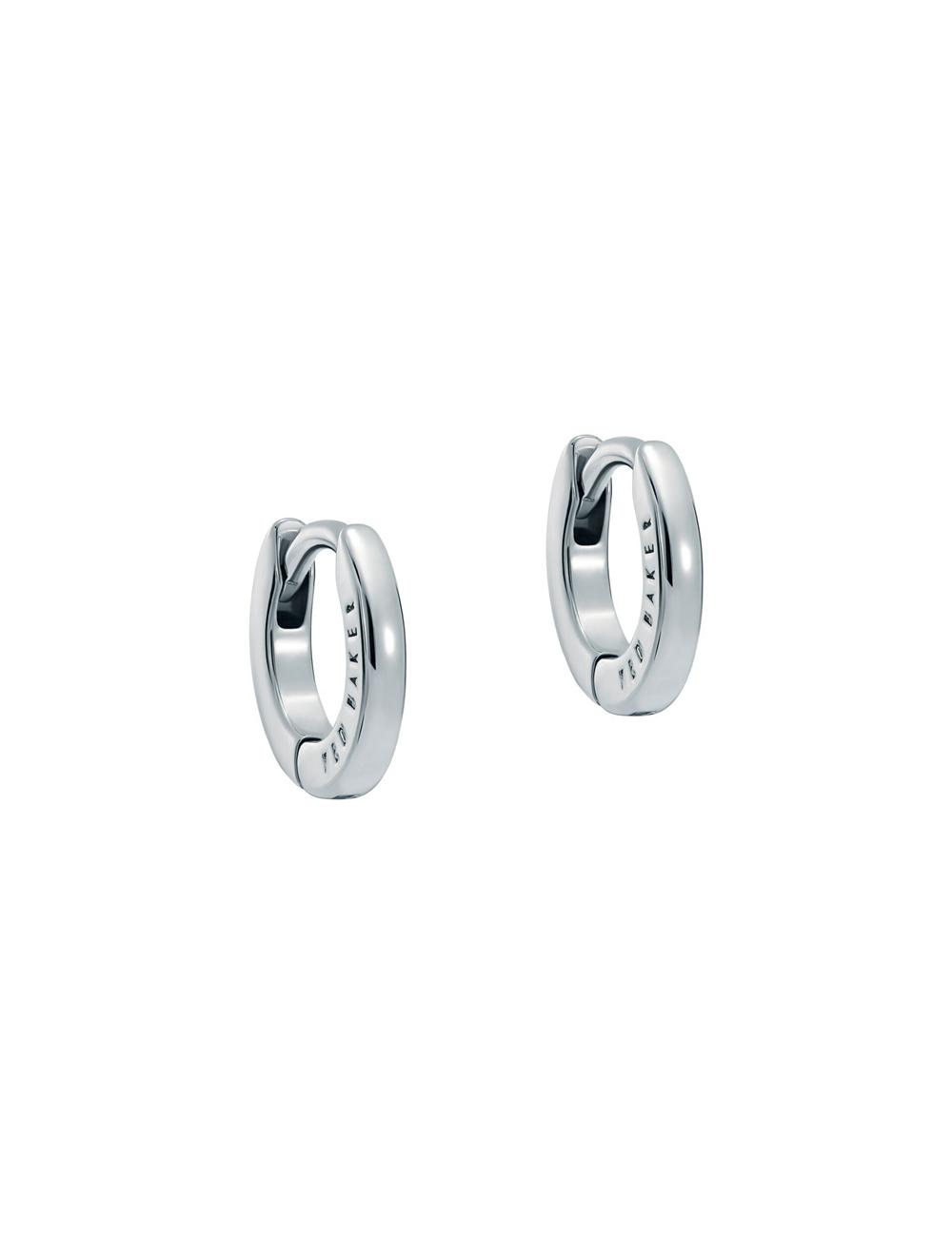 Women Ted Baker CRISETE - Engraved Logo Huggie Hoop Earrings Silver | KSA  5138-IYAKP
