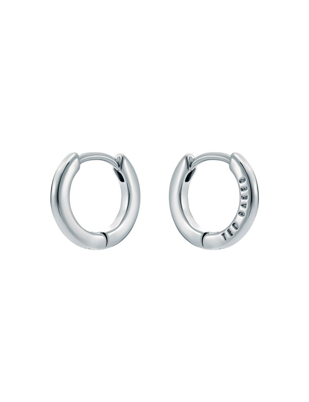 Women Ted Baker CRISLIE - Engraved Logo Small Hoop Earrings Silver | KSA  9385-IDMAQ