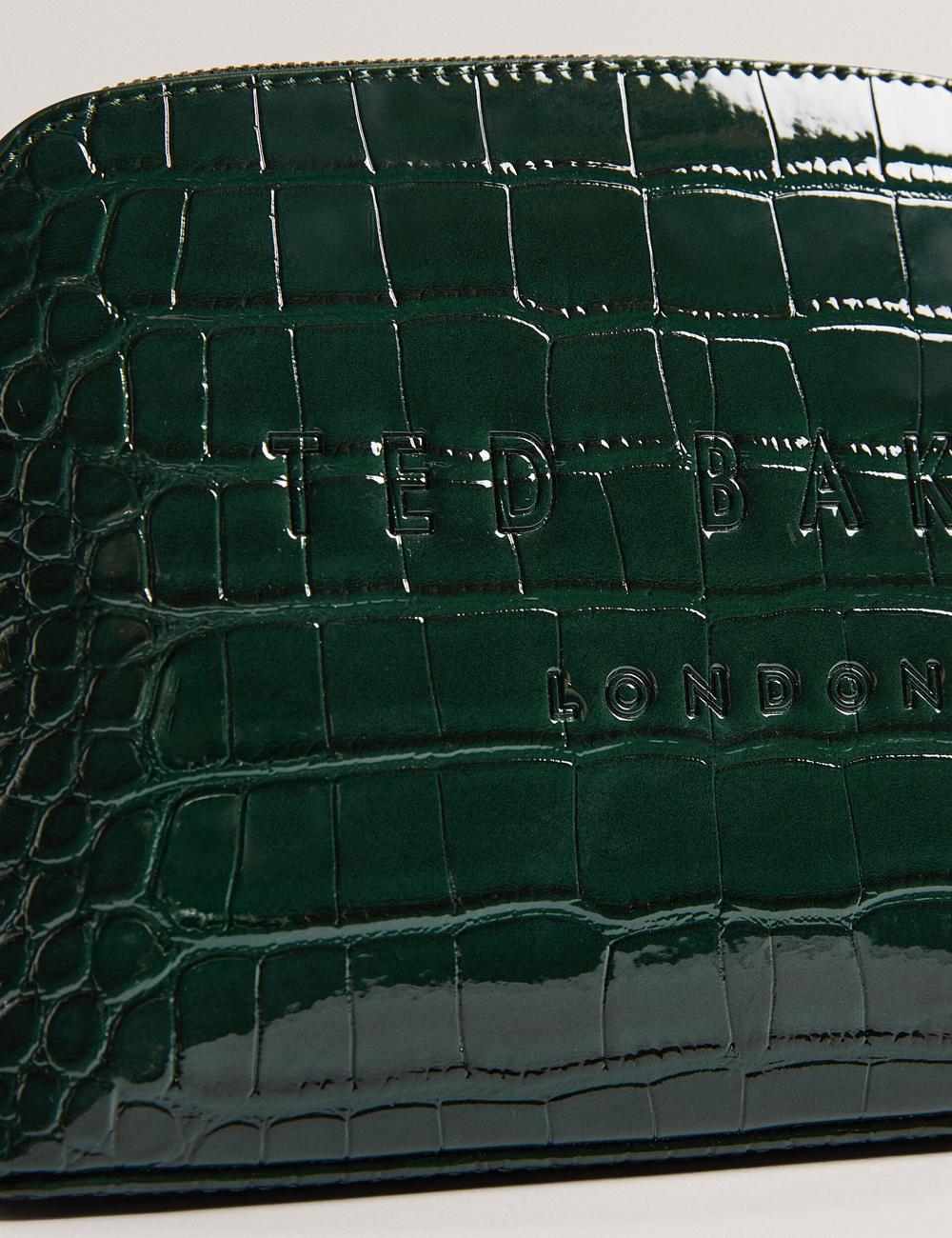 Women Ted Baker CROCALA - Croc Effect Faux Leather Make-Up Bags Mid-Green | KSA  1629-CMXBY