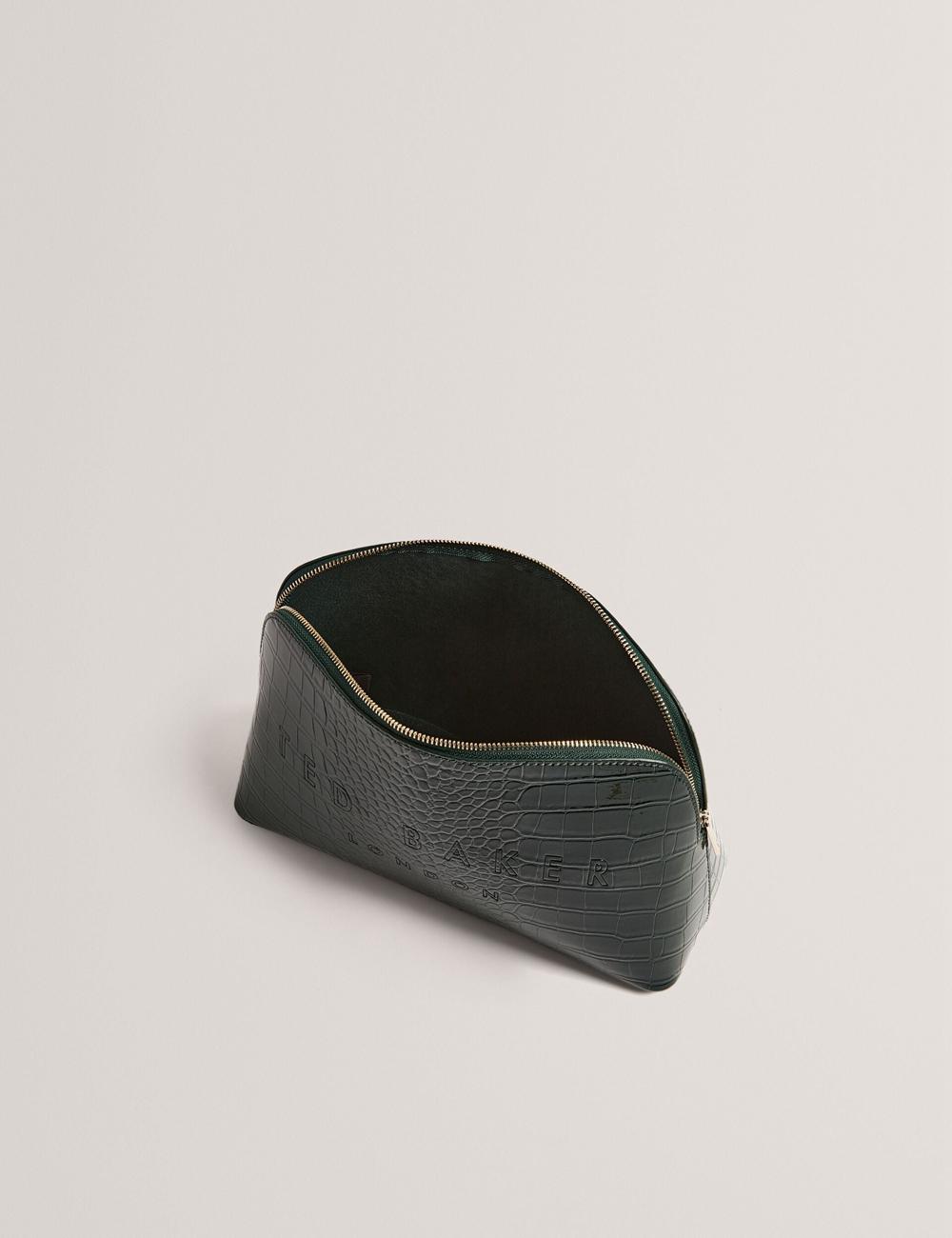 Women Ted Baker CROCANA - Croc Texture Faux Leather Wash Bags Mid-Green | KSA  3071-WCVSN