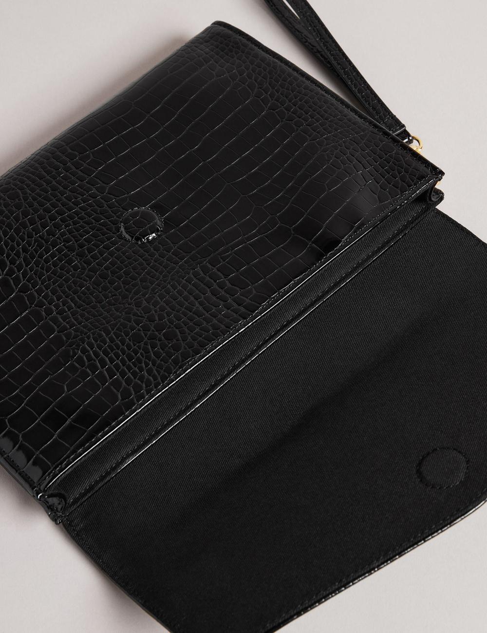 Women Ted Baker CROCEY - Croc Effect PU Envelope Clutch Clutch Bags Black | KSA  1963-XPFSK