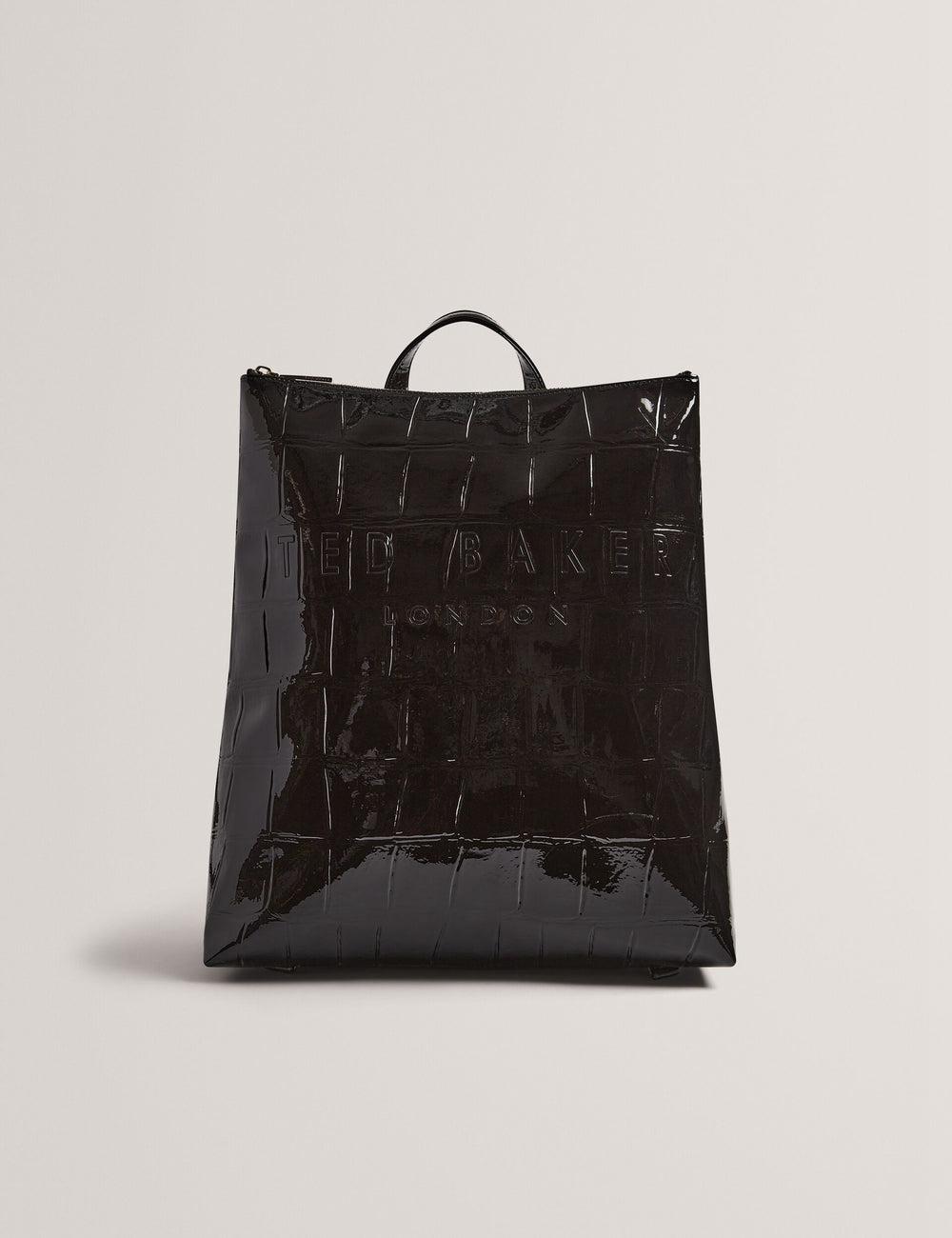 Women Ted Baker CROCLEE - Croc Effect Faux Leather Backpack Backpacks Black | KSA  6475-IKOMV