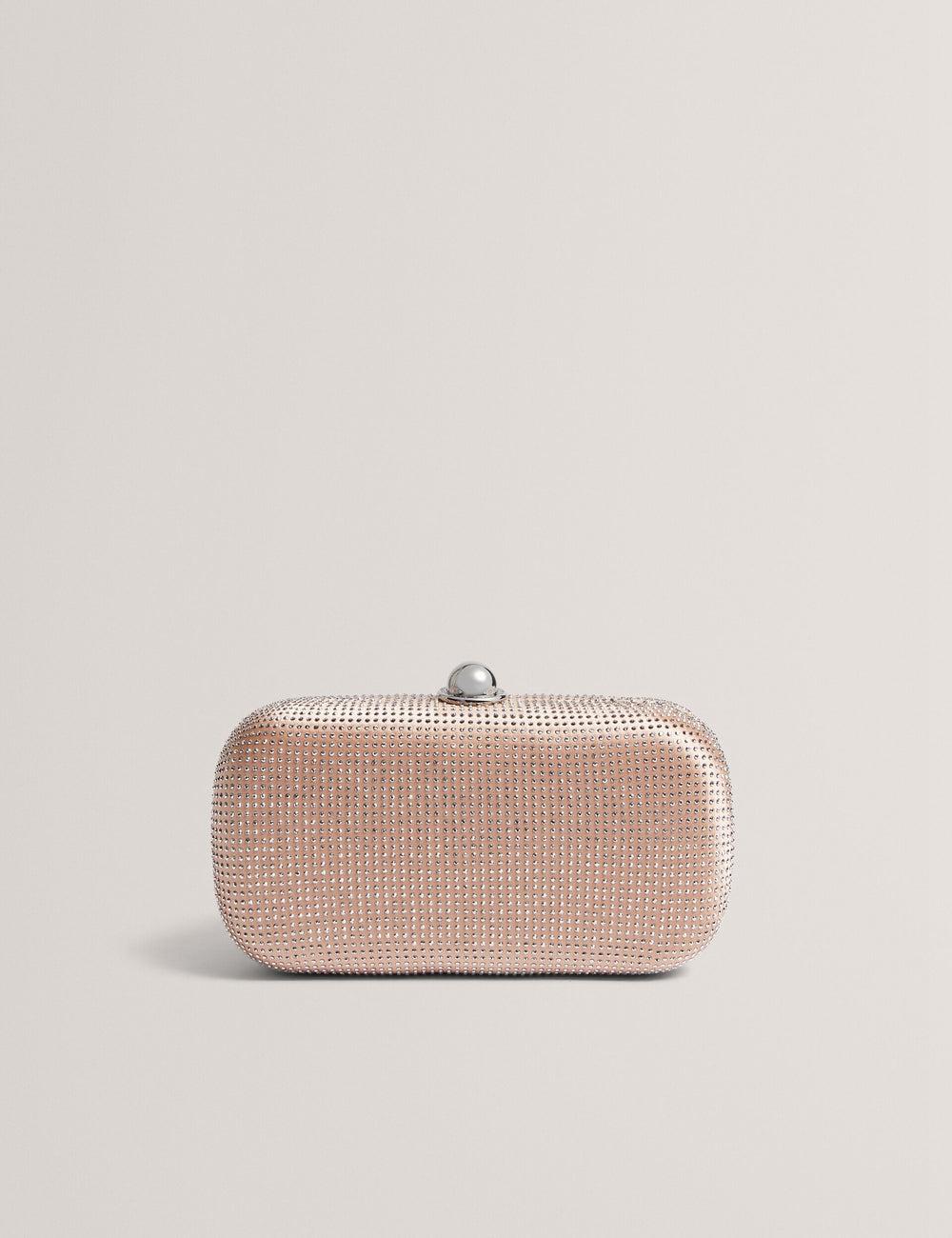 Women Ted Baker CRYZELA - Crystal Embellished Satin Hard Clutch Bag Pink | KSA  0172-PJGBA