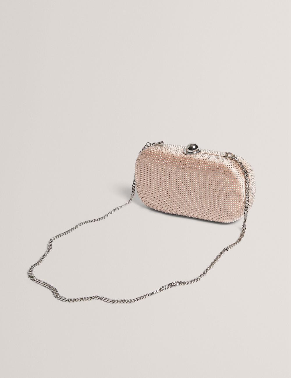 Women Ted Baker CRYZELA - Crystal Embellished Satin Hard Clutch Bag Pink | KSA  0172-PJGBA