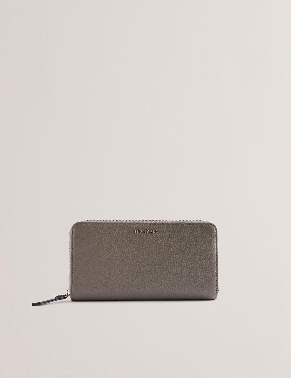 Women Ted Baker DALIEA - Large Textured Leather Zip Around Purses Mid-Grey | KSA  0347-HVUSR
