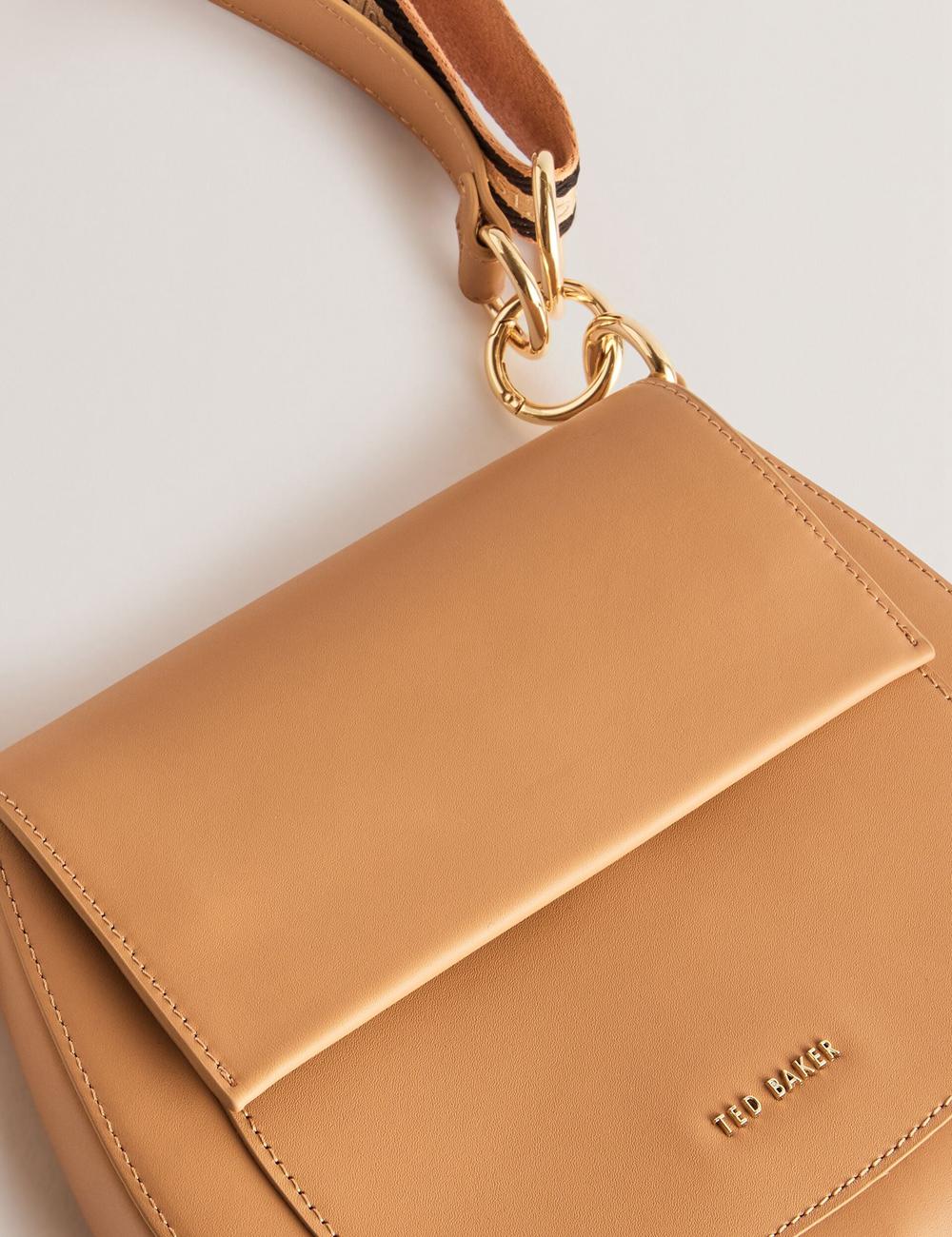 Women Ted Baker DARCELL - Leather Webbing Crossbody Satchel Satchel Bags Taupe | KSA  2165-YIJXO