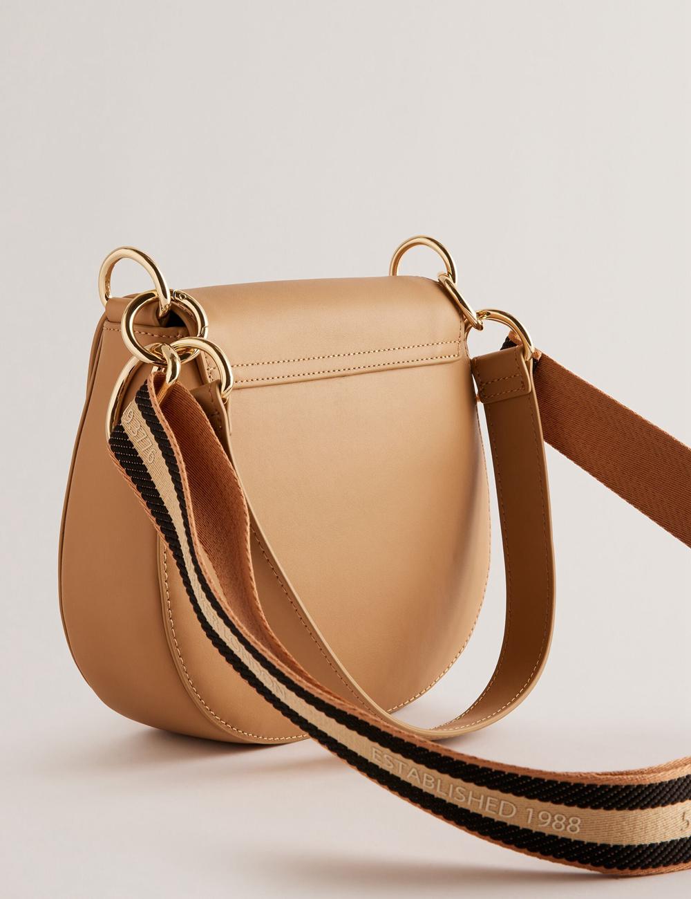 Women Ted Baker DARCELL - Leather Webbing Crossbody Satchel Satchel Bags Taupe | KSA  2165-YIJXO