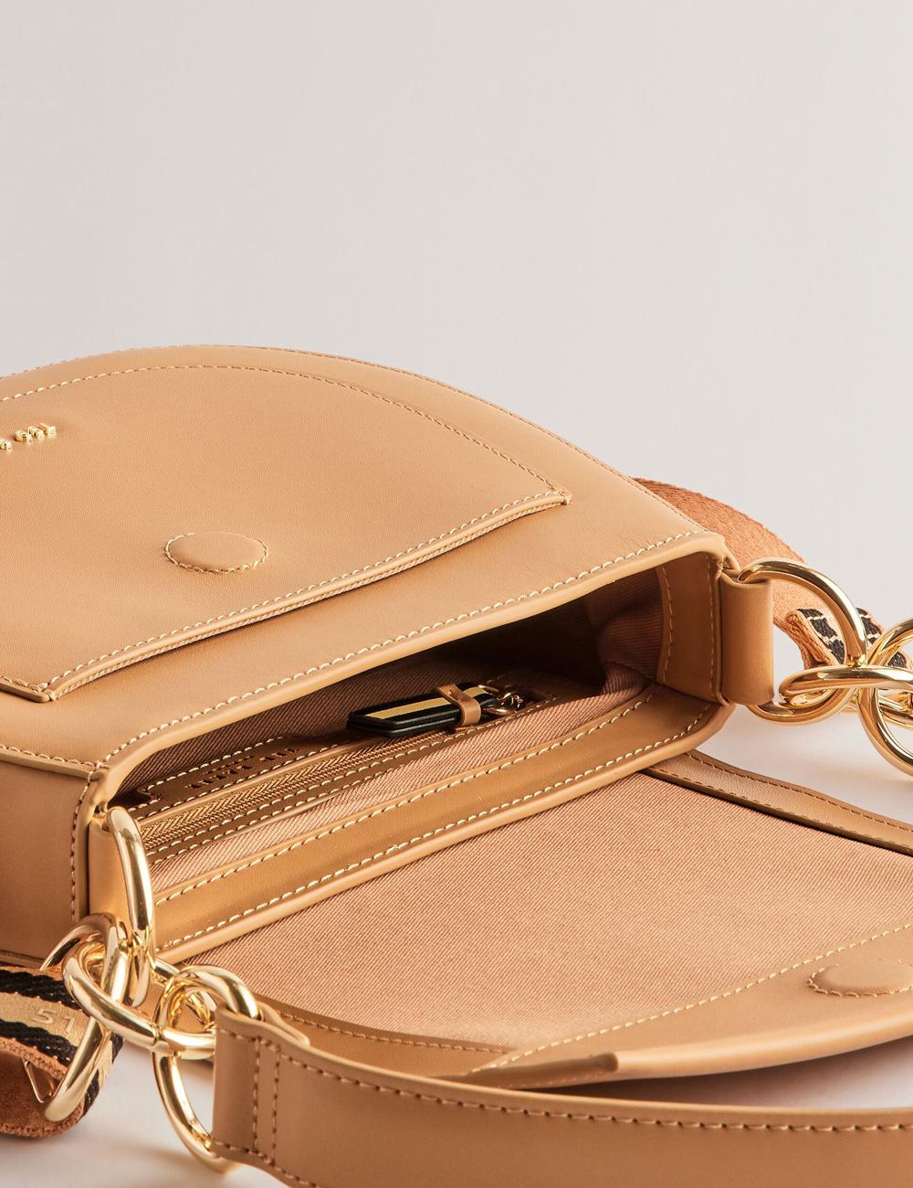 Women Ted Baker DARCELL - Leather Webbing Crossbody Satchel Satchel Bags Taupe | KSA  2165-YIJXO