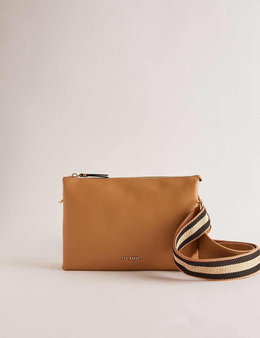 Women Ted Baker DARCEYY - Leather With Webbing Strap Crossbody Bags Taupe | KSA  2438-CESGJ