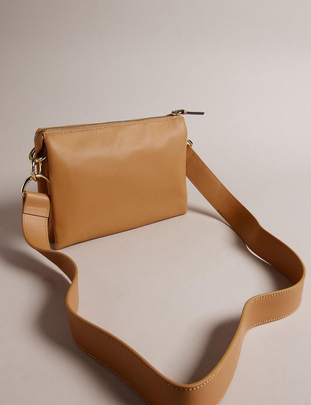Women Ted Baker DARCEYY - Leather With Webbing Strap Crossbody Bags Taupe | KSA  2438-CESGJ