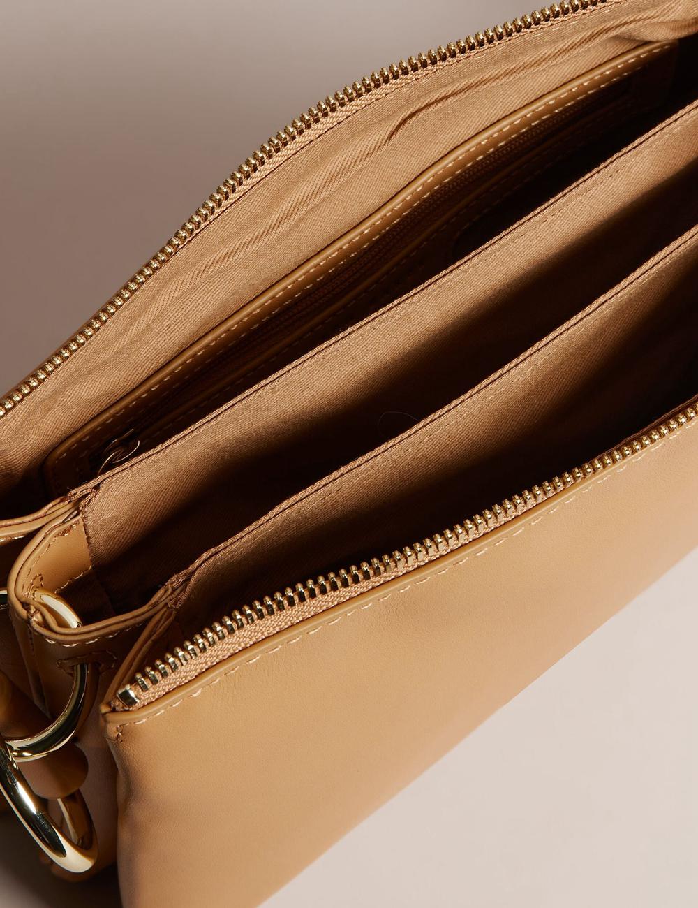 Women Ted Baker DARCEYY - Leather With Webbing Strap Crossbody Bags Taupe | KSA  2438-CESGJ