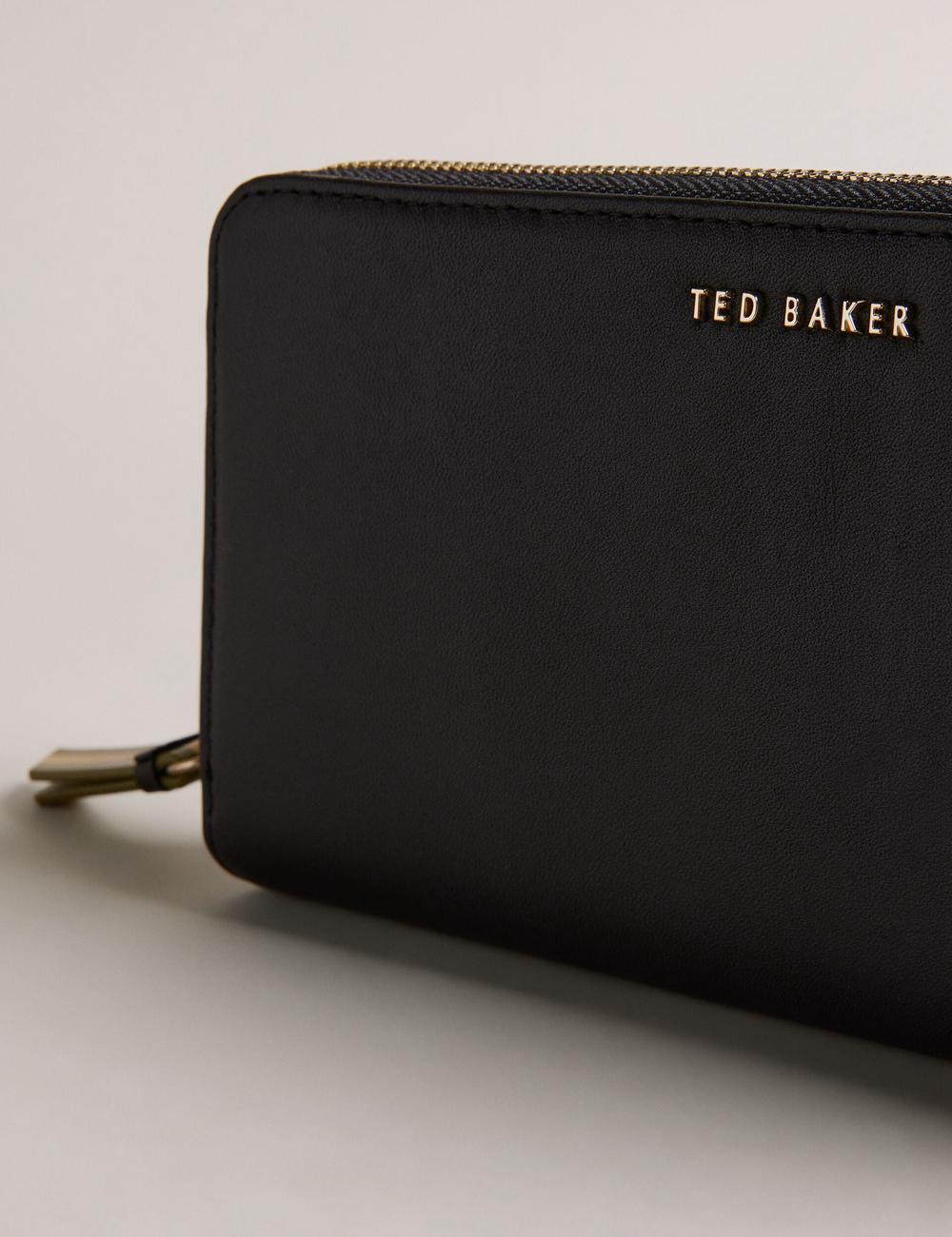 Women Ted Baker DARCIEA - Smooth Leather Zip Around Large Purses Black | KSA  8157-OMCNE