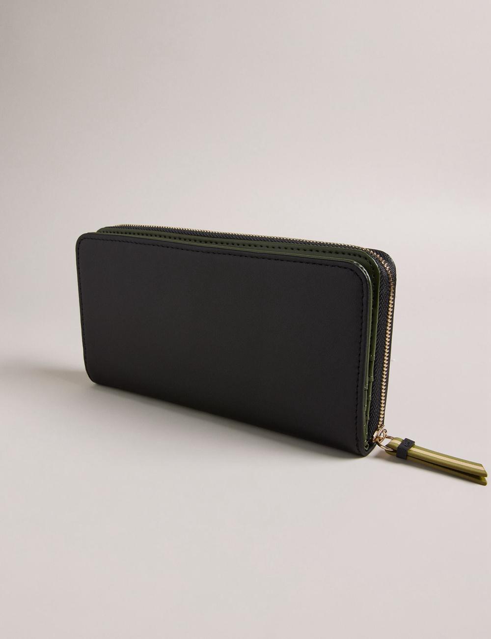 Women Ted Baker DARCIEA - Smooth Leather Zip Around Large Purses Black | KSA  8157-OMCNE
