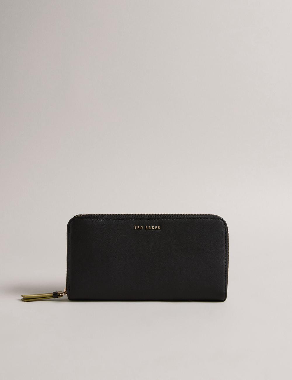 Women Ted Baker DARCIEA - Smooth Leather Zip Around Large Purses Black | KSA  8157-OMCNE