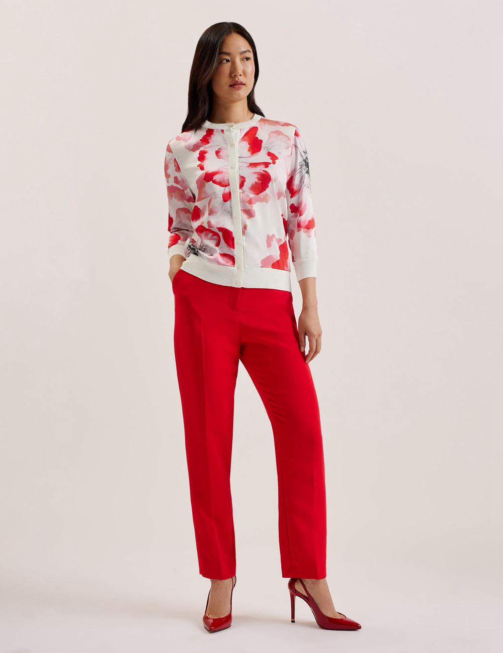 Women Ted Baker DARCIYY - Printed Front 3/4 Sleeve Cardigans Ivory | KSA  7859-MGPSQ