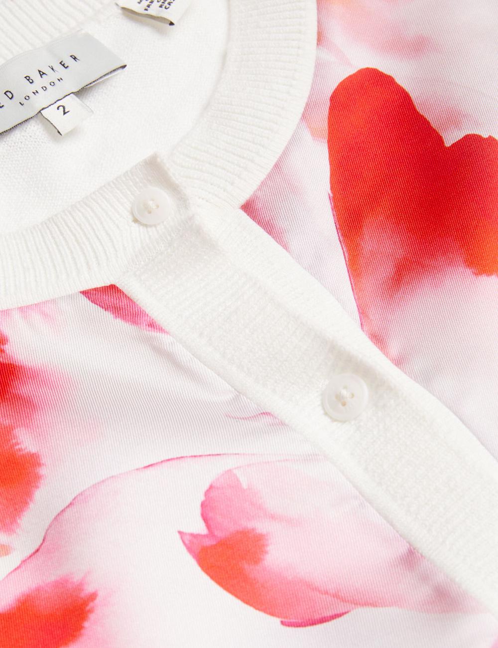 Women Ted Baker DARCIYY - Printed Front 3/4 Sleeve Cardigans Ivory | KSA  7859-MGPSQ