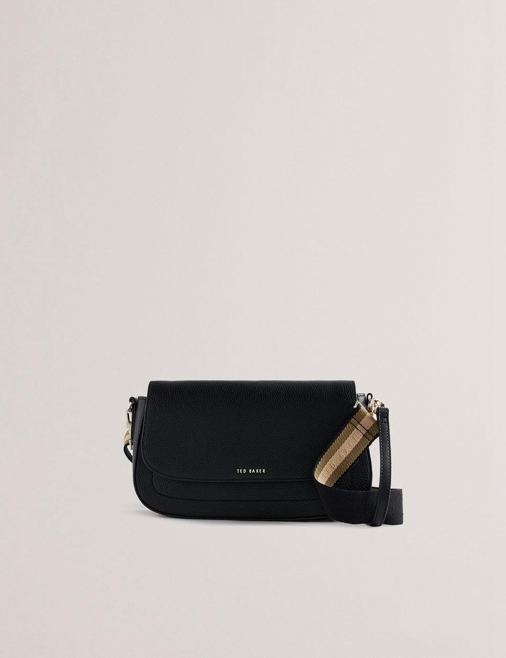 Women Ted Baker DARILIE - Leather Webbing East West Satchel Satchel Bags Black | KSA  0624-BJLAO