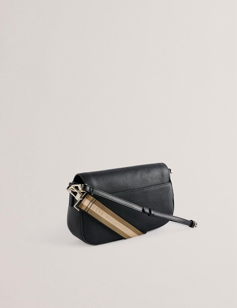 Women Ted Baker DARILIE - Leather Webbing East West Satchel Satchel Bags Black | KSA  0624-BJLAO