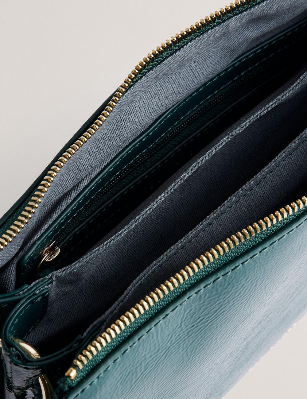 Women Ted Baker DAWCEY - Crinkled Patent Leather Crossbody Bags Mid-Green | KSA  3451-PJUSL