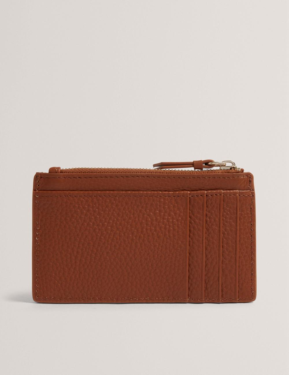 Women Ted Baker DELFIE - Textured Leather Zipped Card Holder Cardholders Brown | KSA  4839-PAVQW