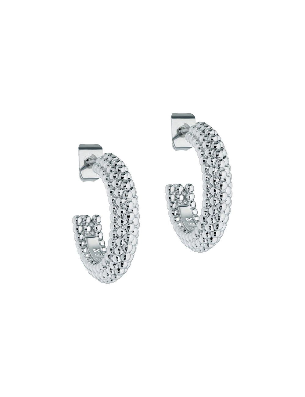 Women Ted Baker DOTETTA - Dotted Texture Hoop Earrings Silver | KSA  9741-WSXVJ