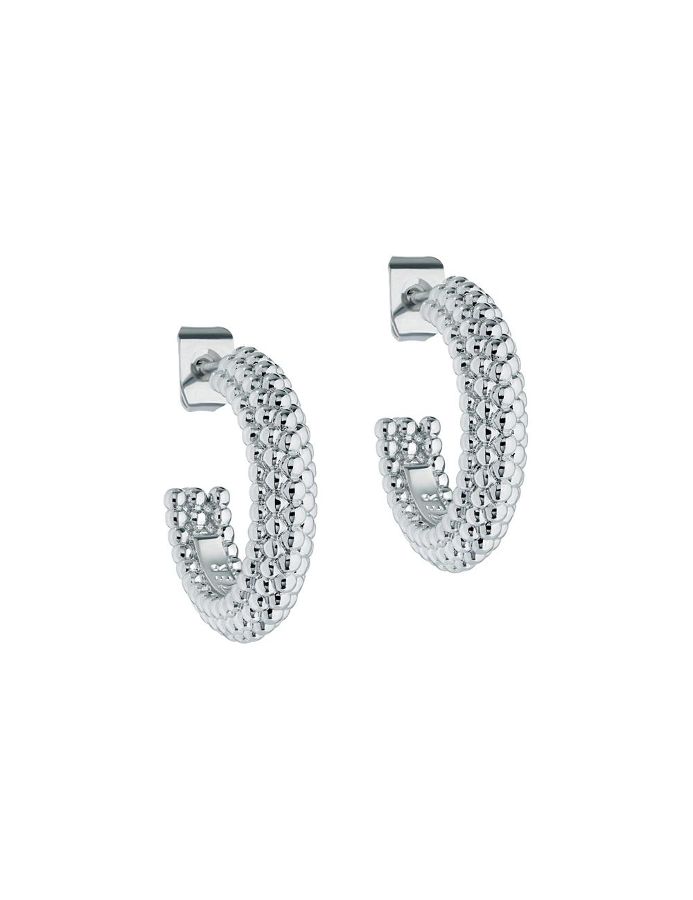 Women Ted Baker DOTETTA - Dotted Texture Hoop Earrings Silver | KSA  9741-WSXVJ