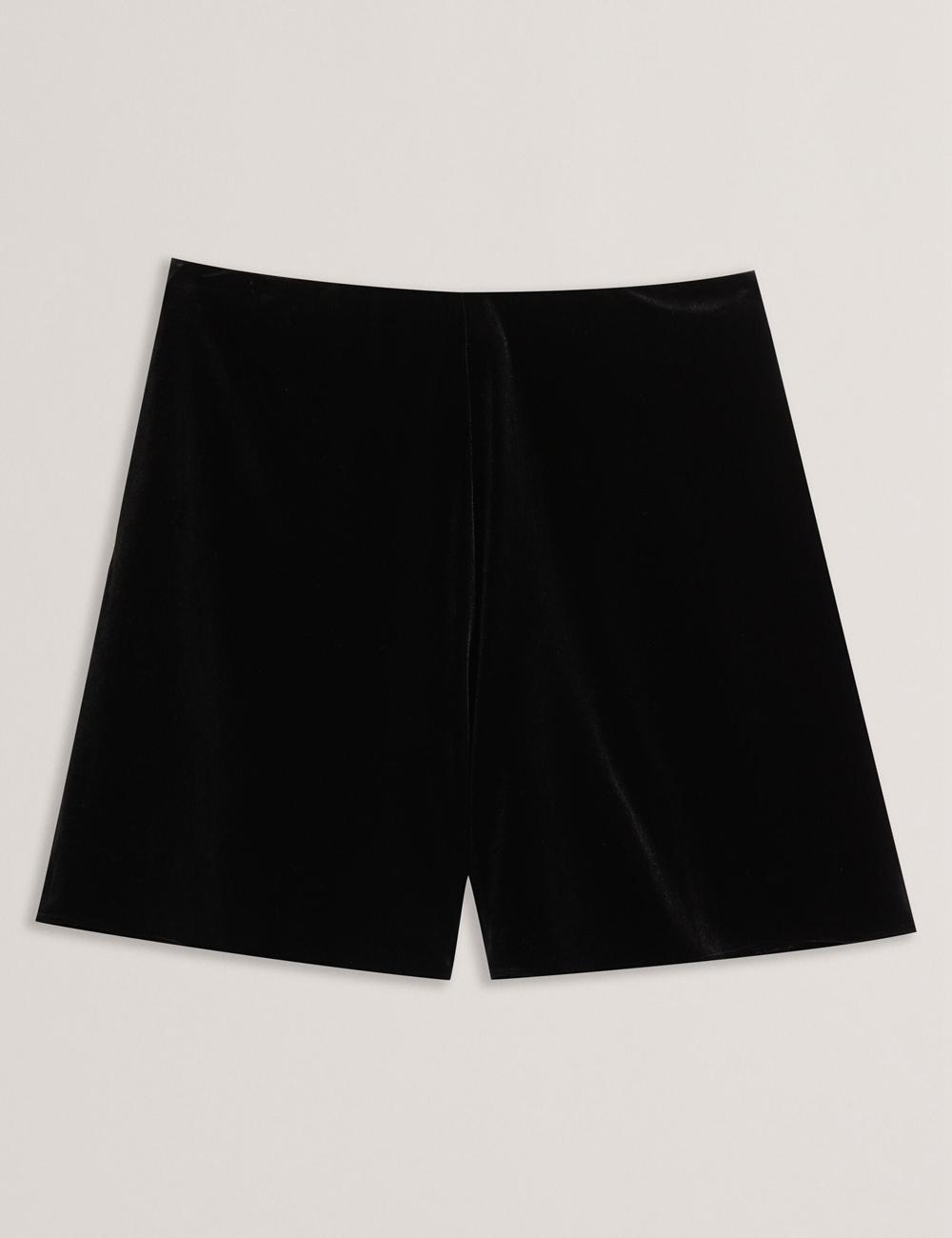 Women Ted Baker DURVLA - Velvet High Waisted Wide Leg Shorts Black | KSA  1829-JOGRU