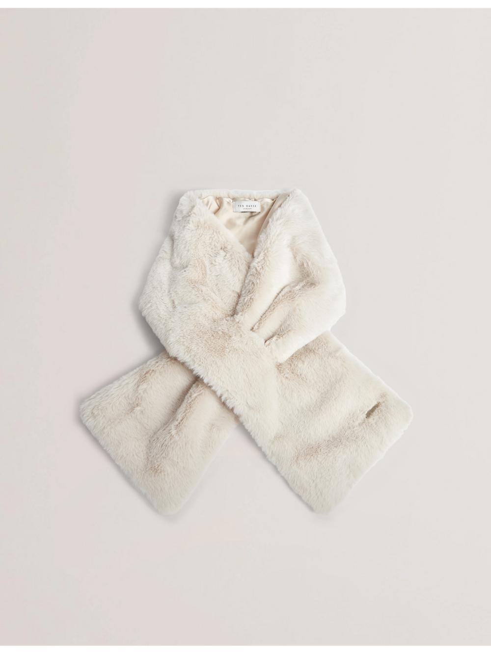 Women Ted Baker EMAAAAS - Faux Fur Loop-Through Stole Scarves White | KSA  7302-GBPQO