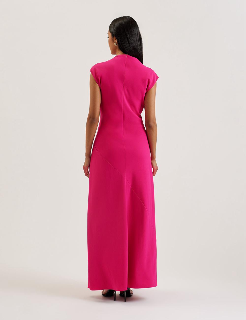 Women Ted Baker EREAS - Drape Neckline Cap Sleeve Maxi Dresses Pink | KSA  9075-CPZED