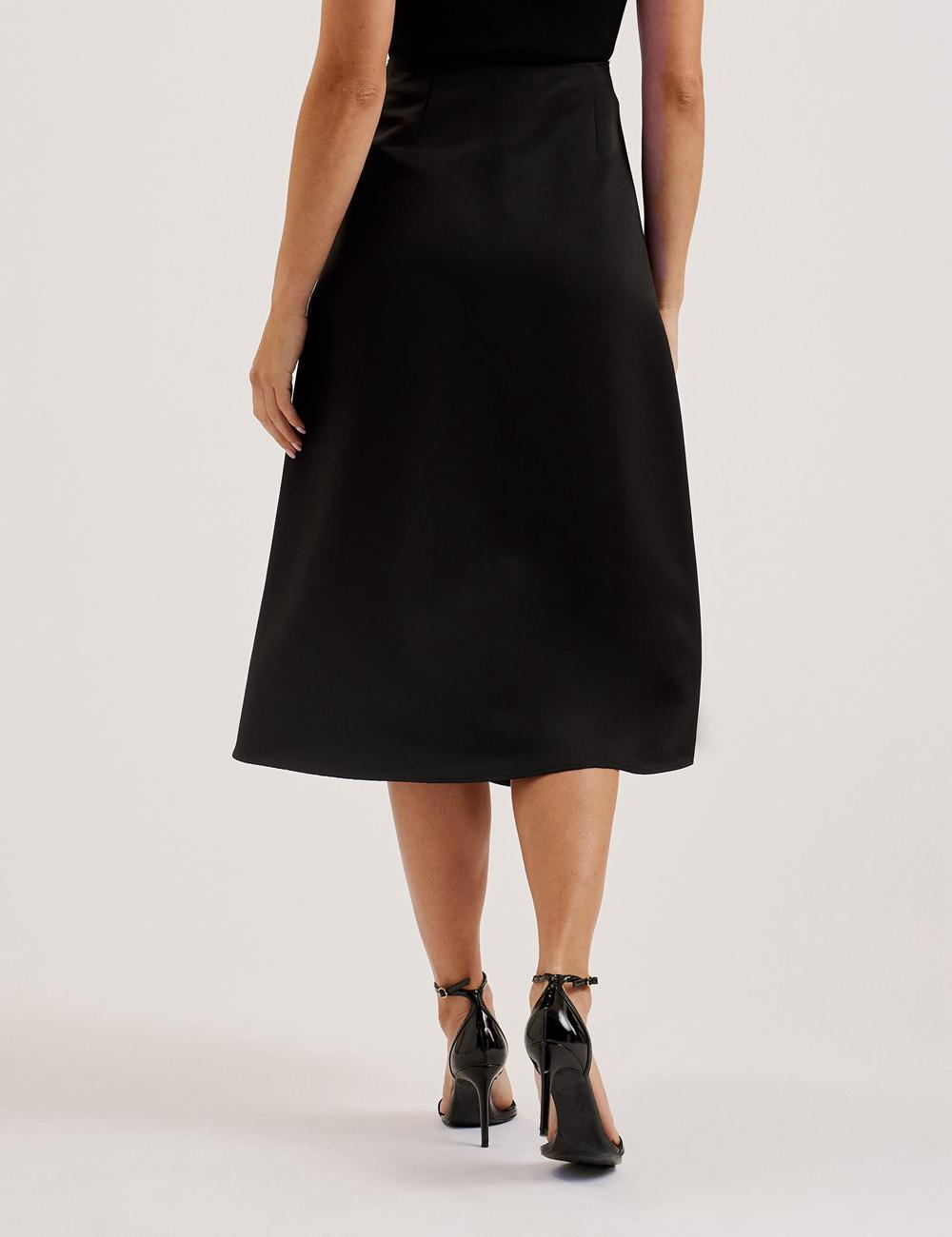 Women Ted Baker ERVA - Asymmetric Satin Wrap Midi Skirts Black | KSA  3214-CVDSU
