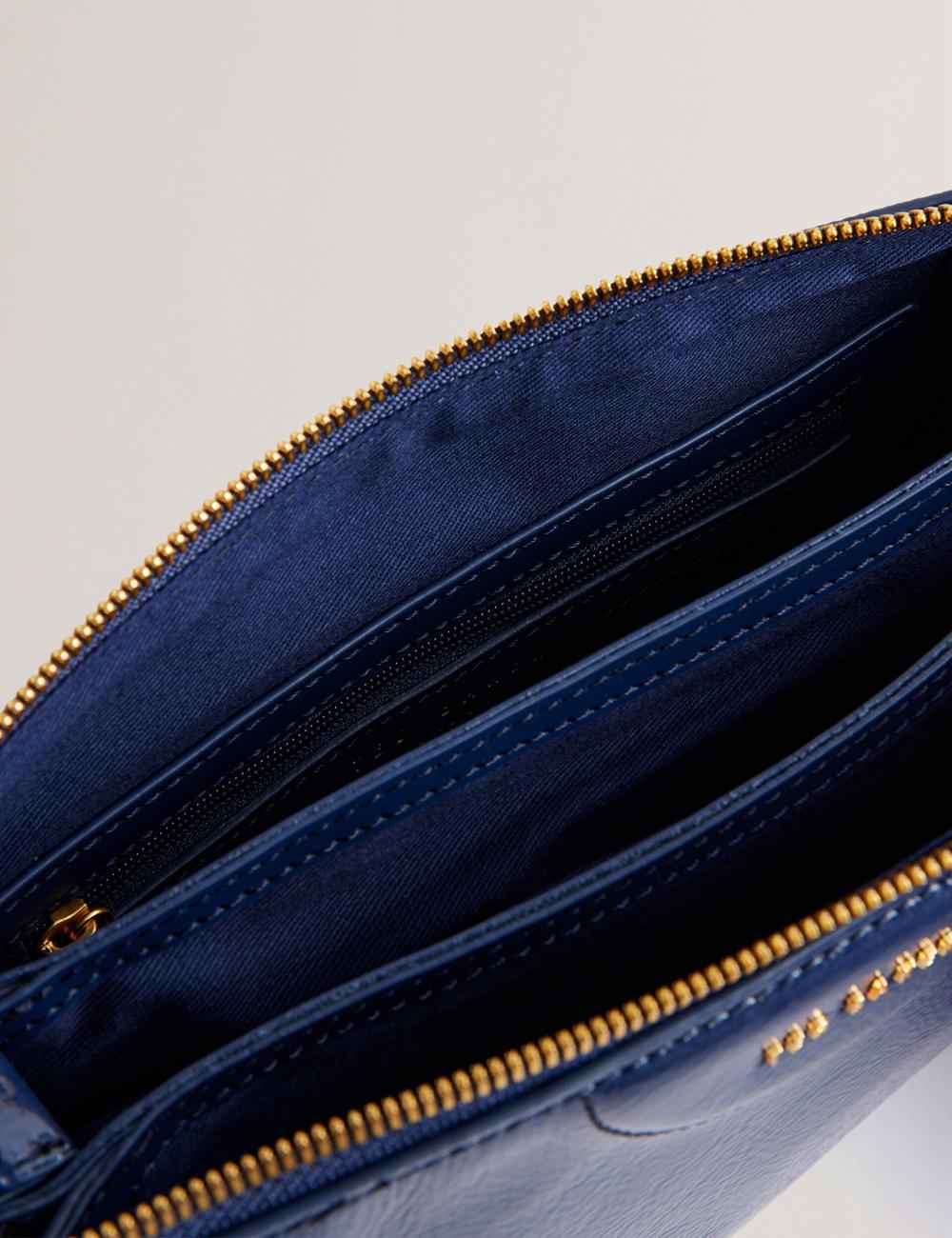 Women Ted Baker ESILLE - Branded Webbing Patent Leather Crossbody Bags Dk-Blue | KSA  0759-UCAIT